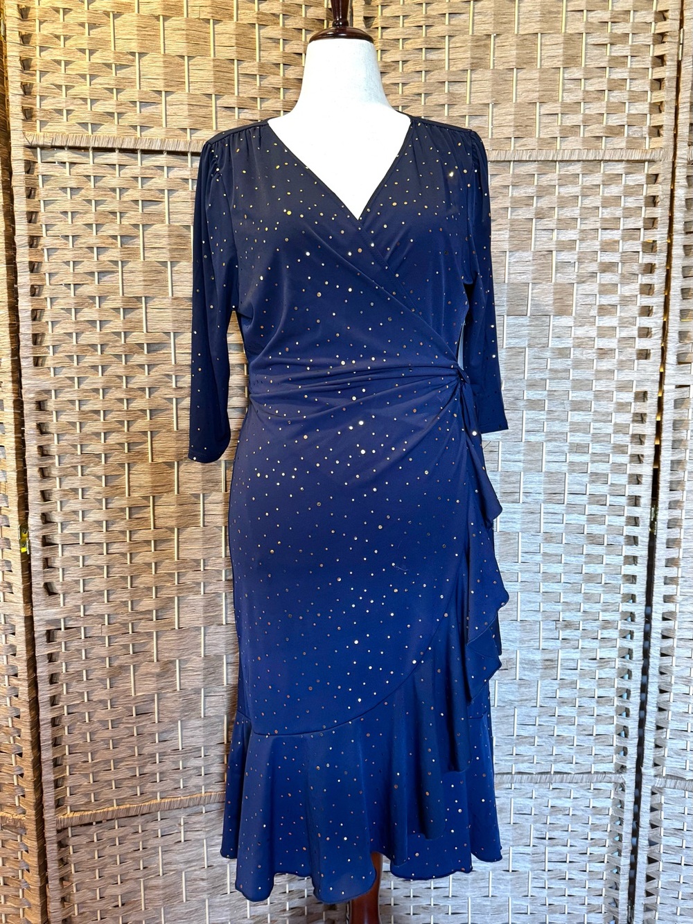 NWT Kiyonna Whimsy navy wrap dress 14/16